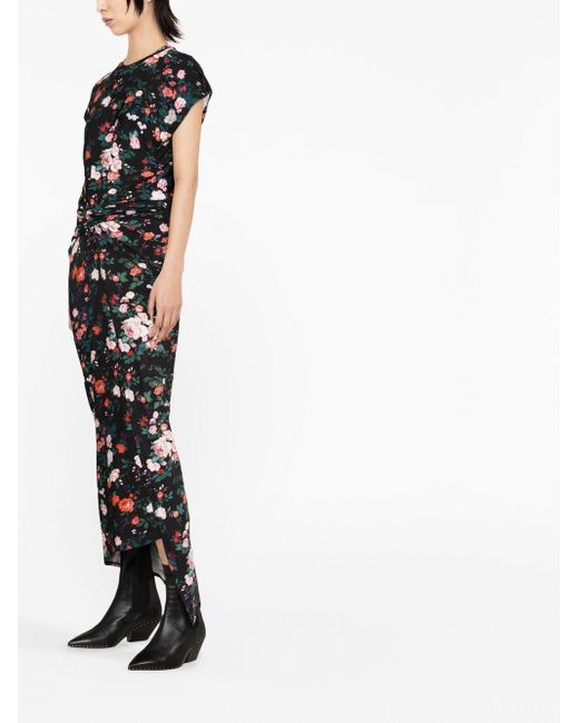 Abito Midi Con Nodo E Fantasia Floreale di Rabanne in Black