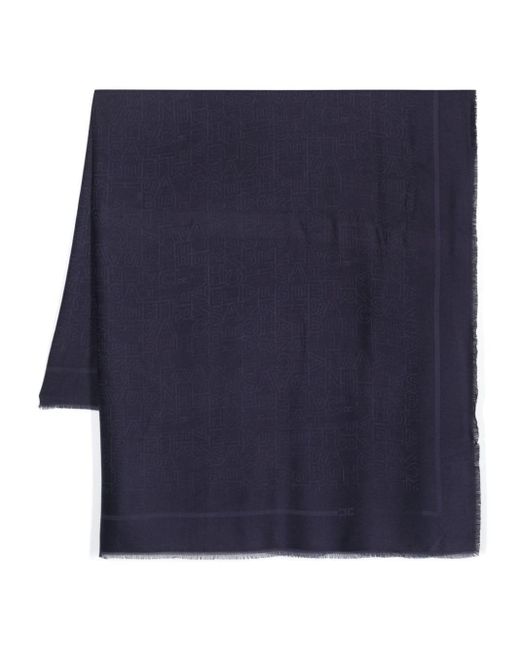 Pashmina Quadrata Blu Logo All-Over di Elisabetta Franchi in Blue