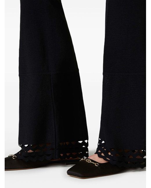 Pantalone Flare Ricami Geometrici di Twinset in Black