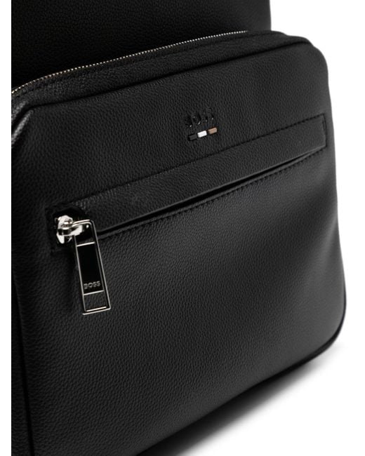 Zaino Con Logo Frontale Inciso di Boss in Black da Uomo