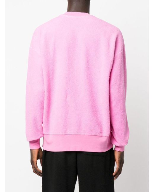 Felpa Effetto Pettinato Mini Logo di MSGM in Pink da Uomo