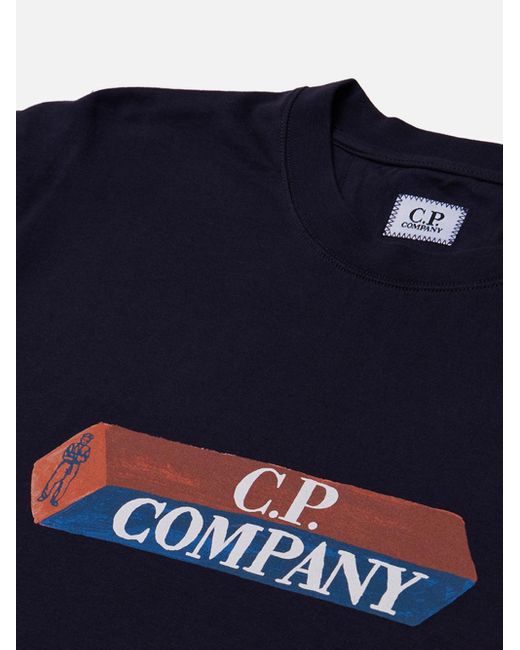 T-Shirt Blu Logo Cubo 3D di C P Company in Blue da Uomo