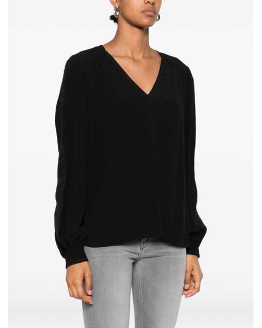 Top Donna Con Scollo A V E Maniche A Palloncino di Twinset in Black