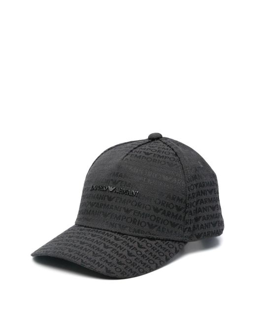 Berretto Baseball Logo All-Over di Emporio Armani in Black da Uomo