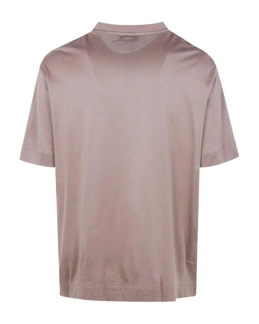 T-Shirt A Maniche Courte Con Tasca di Emporio Armani in Brown da Uomo