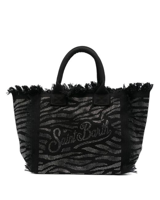 Borsa Vanity Fantasia Zebrata Con Strass di Mc2 Saint Barth in Black