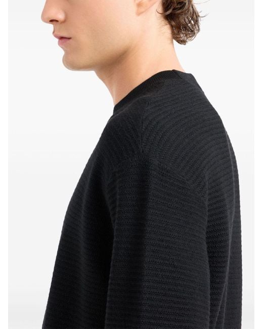 Maglione Con Lavorazione A Coste di Emporio Armani in Blue da Uomo