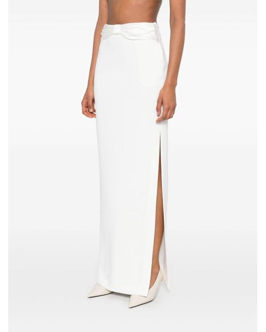 Gonna Lunga Bianca Fiocco di Elisabetta Franchi in White