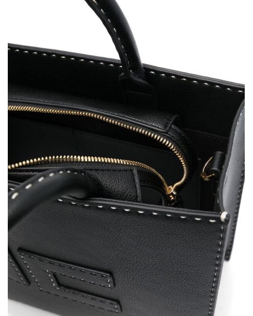 Borsa Tote Piccola Con Impunture A Contrasto di Elisabetta Franchi in Black