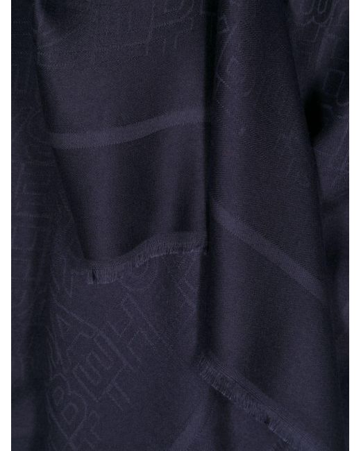 Pashmina Quadrata Blu Logo All-Over di Elisabetta Franchi in Blue
