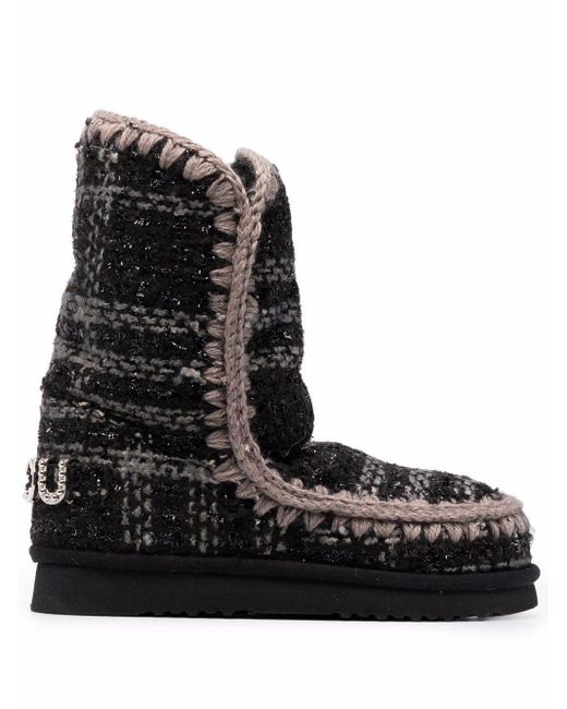 Stivale Eskimo 24 Inserti Lurex di Mou in Black