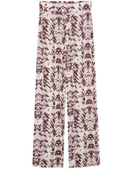 Pantalone Fantasia Astratta Bianco/Prugna di Patrizia Pepe in White