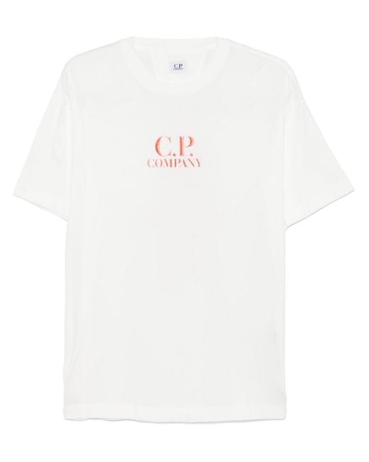 T-Shirt Bianca Stampa Retro di C P Company in White da Uomo