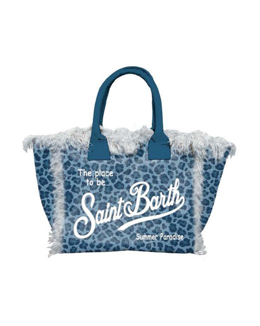 Borsa Vanity Leopardato di Mc2 Saint Barth in Blue
