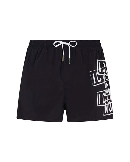 Costume Boxer Icon Stamp Nero/ Bainco di DSquared² in Blue da Uomo