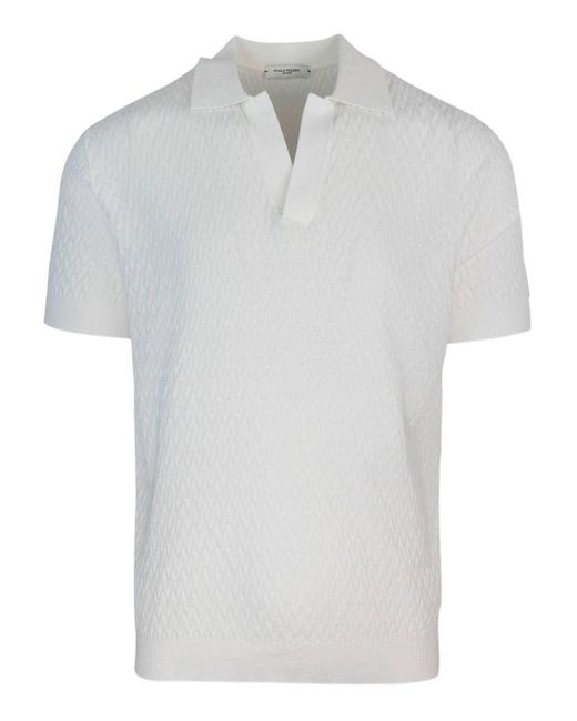 Polo Con Texture All-Over di Paolo Pecora in White da Uomo