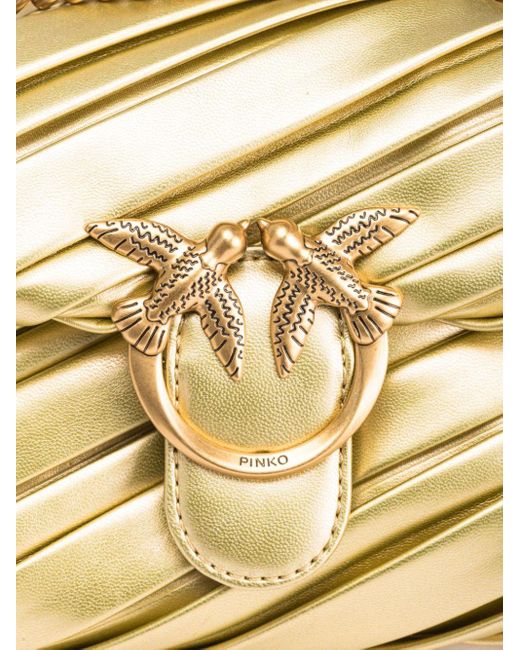 Borsa A Spalla Love Puff Imbottita di Pinko in Metallic