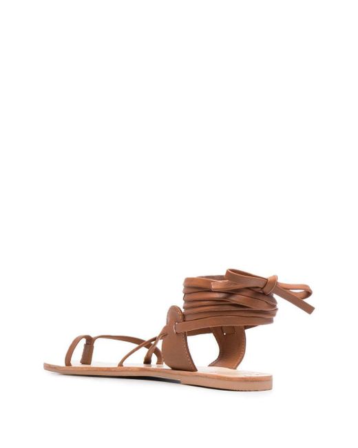 St Tropez Tie-Up Leather Sandals Tie-Up di Manebí in Brown
