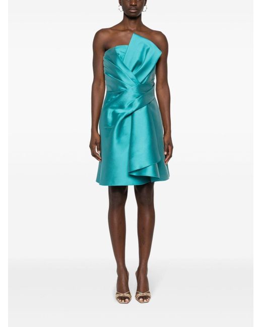 Abito Corto Mikado Seta di Alberta Ferretti in Blue