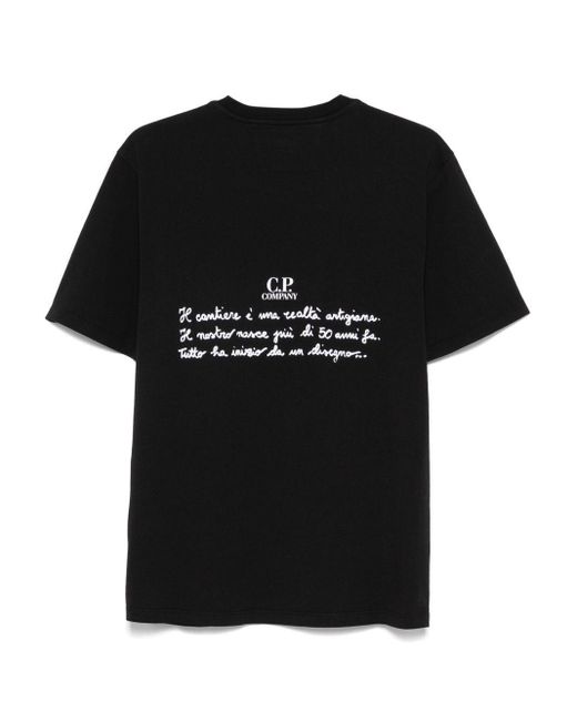 T-Shirt Nera Stampa Grafica Frontale di C P Company in Black da Uomo