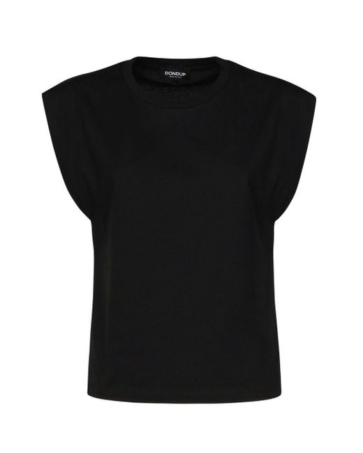 T-Shirt Nera Maniche Ad Aletta di Dondup in Black