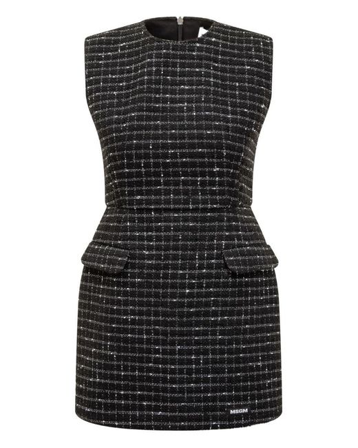 Abito A Quadri Senza Maniche di MSGM in Black