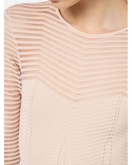 Body Motivo Chevron Semitrasparente di Elisabetta Franchi in Red