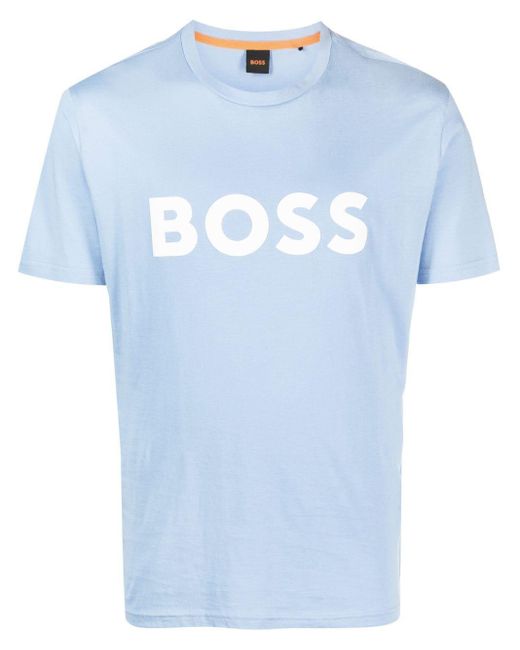 T-Shirt Logo Stampa di Boss in Blue da Uomo