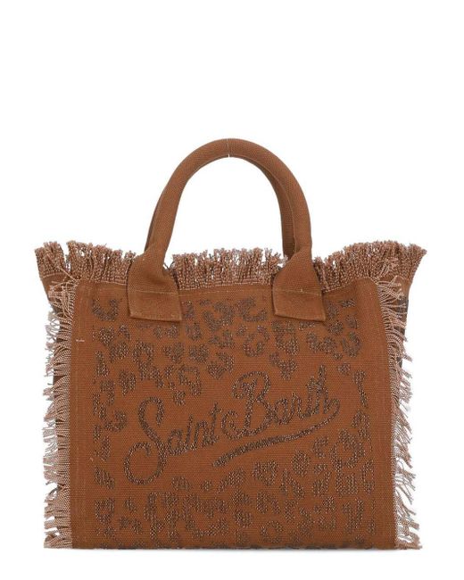 Borsa Vanity Bruciata Con Fantasia Leopardata E Strass di Mc2 Saint Barth in Brown