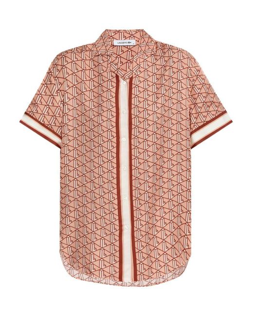 Camicia Logo Monogram All-Over Donna di Lacoste in Pink