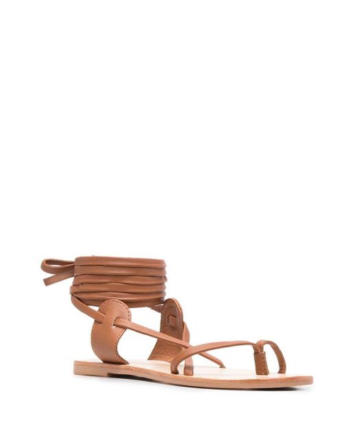 St Tropez Tie-Up Leather Sandals Tie-Up di Manebí in Brown