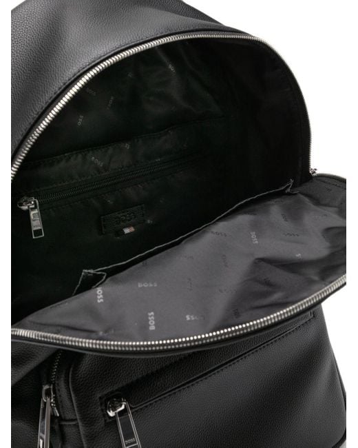 Zaino Con Logo Frontale Inciso di Boss in Black da Uomo