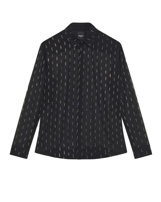 Camicia Nera Semitrasparente Con Strass di Patrizia Pepe in Blue da Uomo