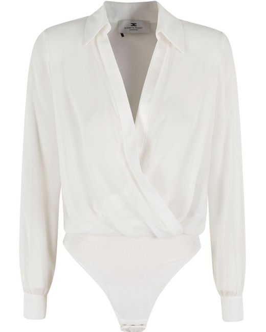 Camicia Body Bianca Con Gemelli di Elisabetta Franchi in White
