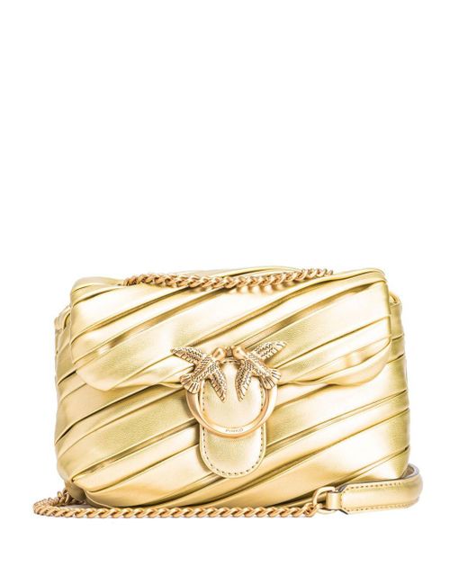 Borsa A Spalla Love Puff Imbottita di Pinko in Metallic
