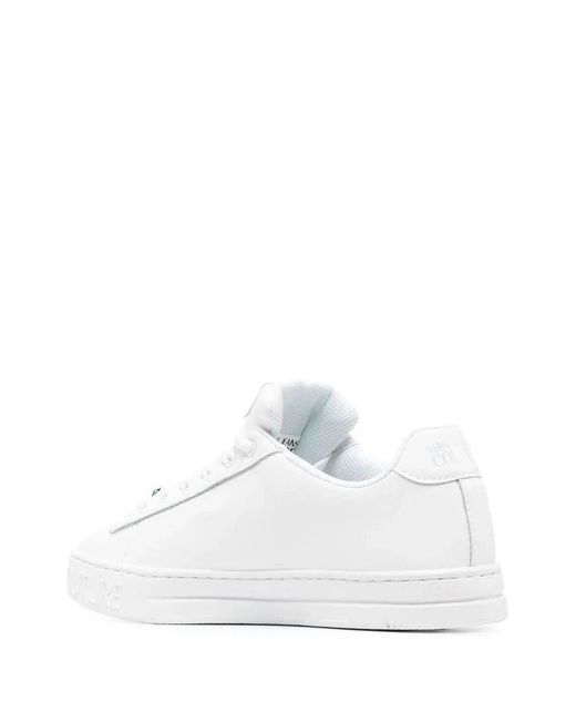 Sneakers Bianca Logo V Ricamato di Versace Jeans in White