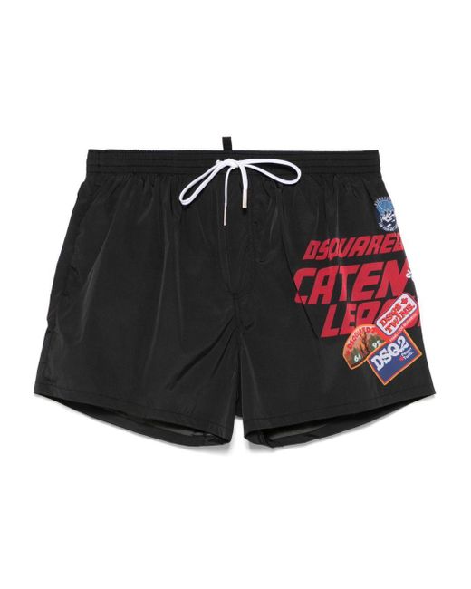 Costume Boxer Stampa Laterale di DSquared² in Black da Uomo