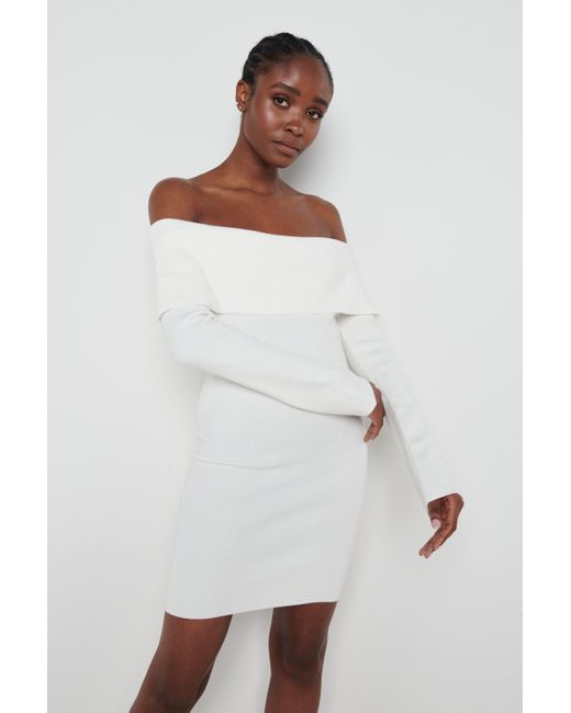 Pretty Lavish Soreya Mini Bardot Knit Dress in White Lyst