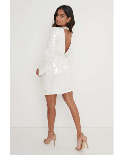 Pretty Lavish Indie Sequin Mini Dress in White | Lyst