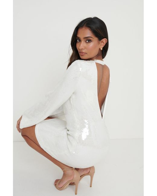 white shimmer dress