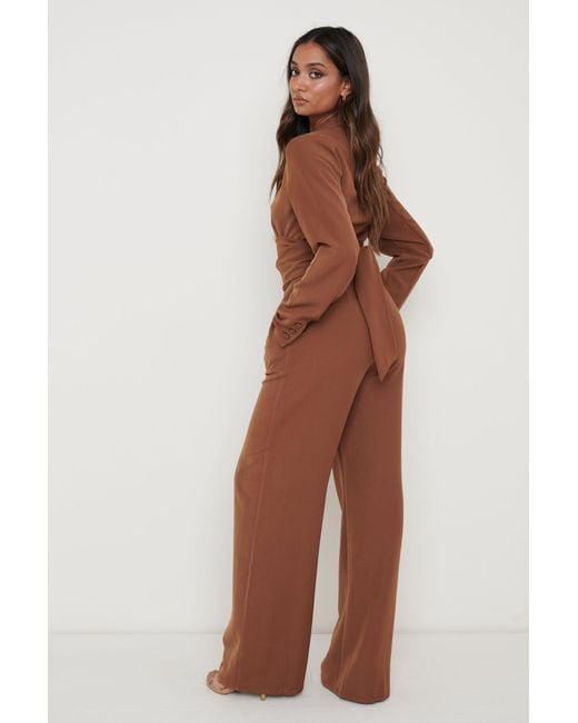 Pretty Lavish Oaklee Blazer Jumpsuit in Brown | Lyst UK