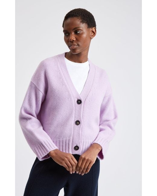 Pringle of Scotland Women's Cropped Cosy Cashmere Cardigan in Lilac  (Purple) - Lyst
