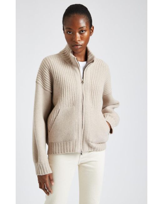 Scotland Cashmere Blend Zip Thru Jacket 