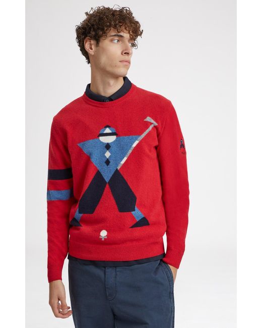 Pringle of Scotland Unisex Round Neck Geometric George Golf Jumper in Red |  Lyst