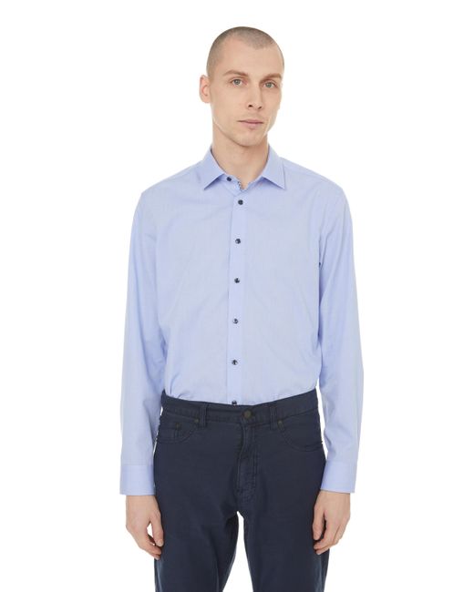 Chemise à carreaux en coton Seidensticker pour homme en coloris Blue