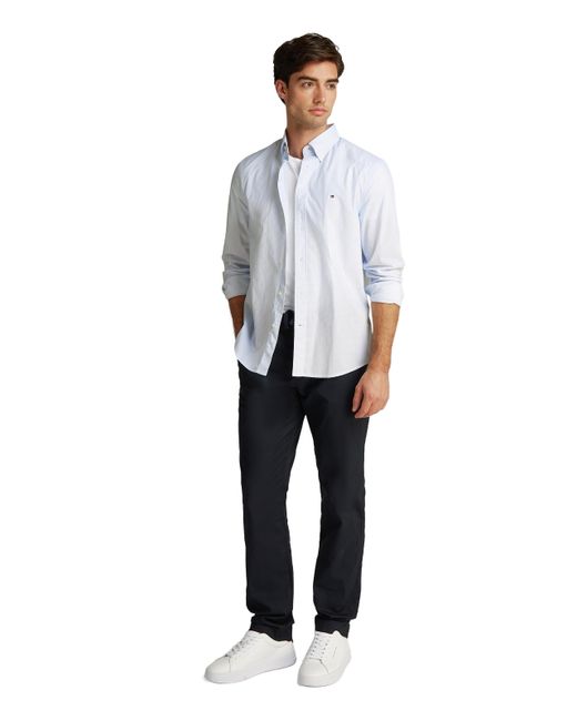 Chemise à motif en coton Tommy Hilfiger pour homme en coloris White
