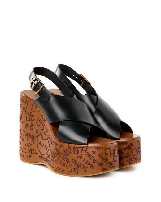 Sandales compensées Maxime Chloé en coloris Brown