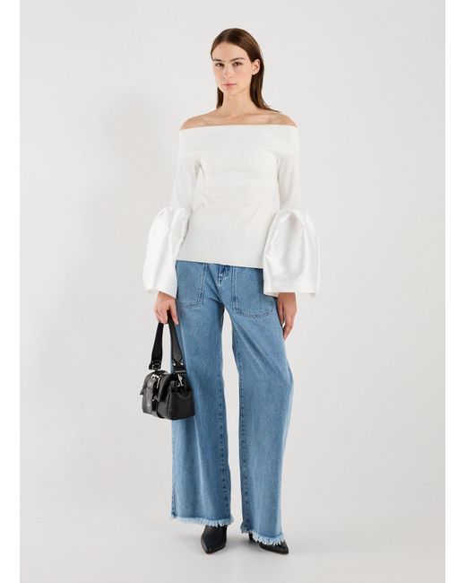 Haut à épaules dénudées et manches bouffantes en coton Marques'Almeida en coloris White