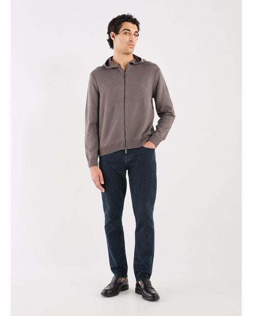 Gilet à capuche en laine et coton mélangés ARMANI EXCHANGE pour homme en coloris Gray