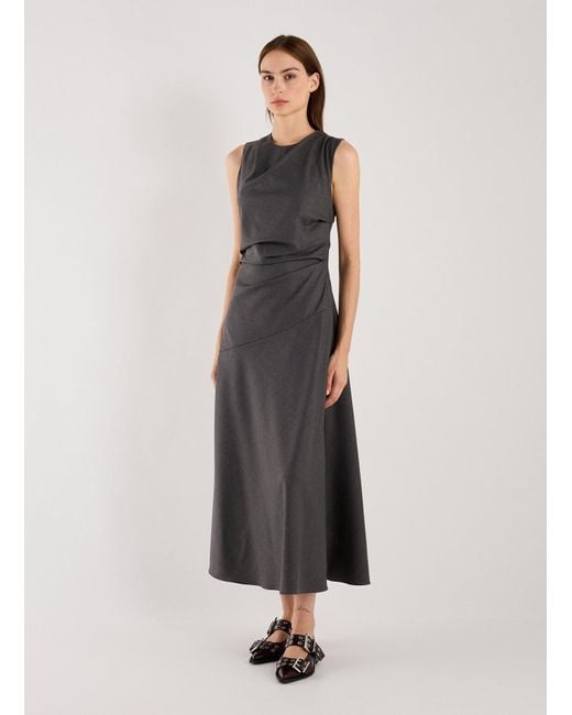 Robe longue drapée en laine vierge RÓHE Frames en coloris White